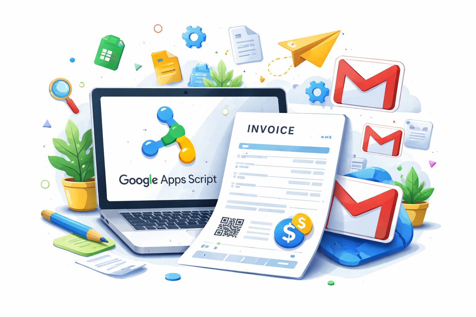 Google Apps Script business automation tools dashboard invoice CRM finance ecommerce system no coding powerful solution